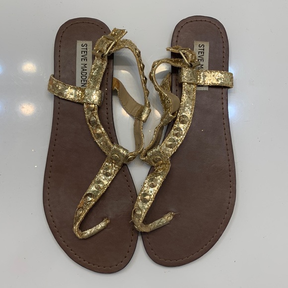 Gold Steve Madden Sandals Size 9 - Picture 1 of 2